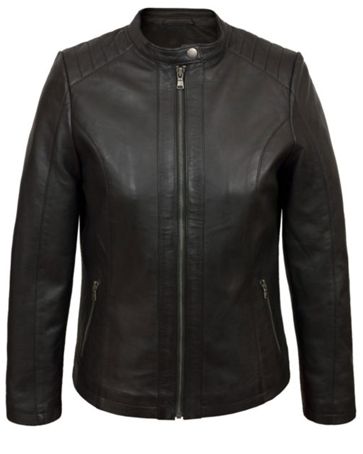 Womens Black Leather Biker Jacket