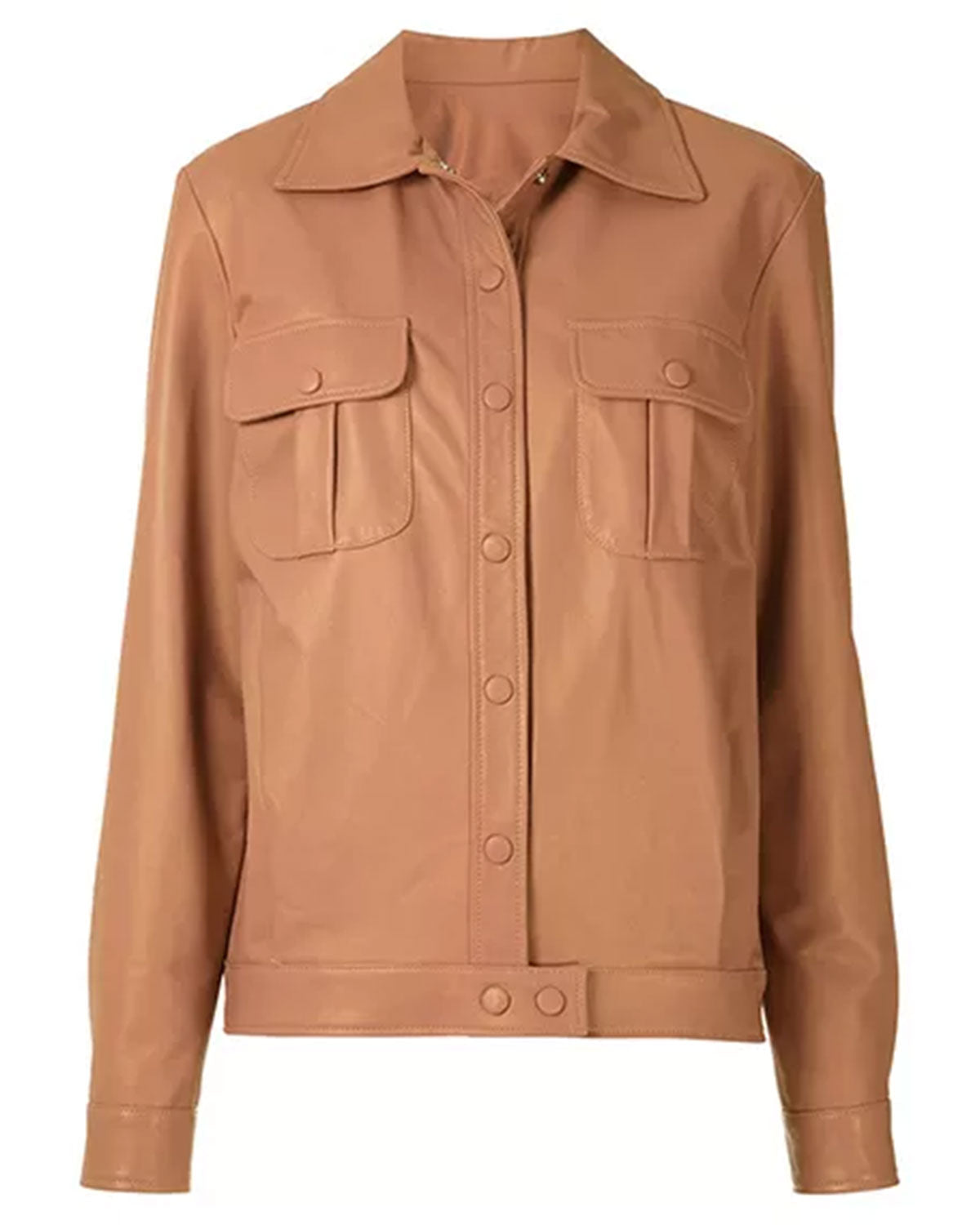 Womens Brown Leather Trucker Jacket