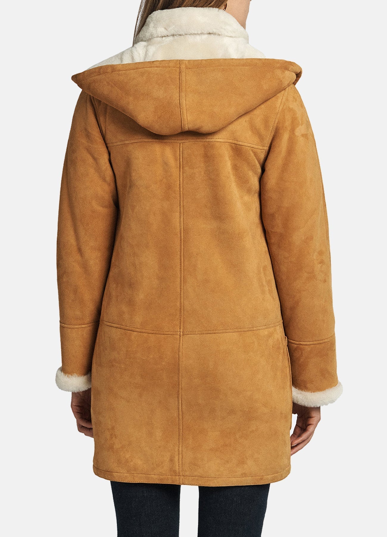 Womens Tan Shearling Leather Coat