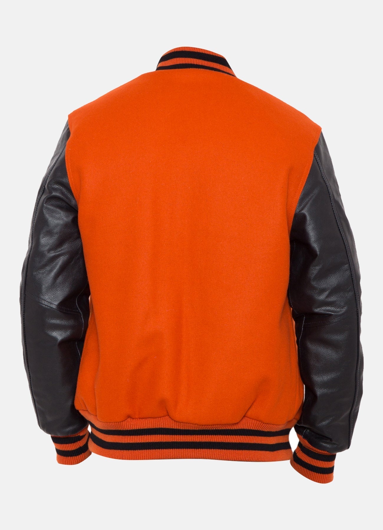 Mens Orange and Black Varsity Jacket