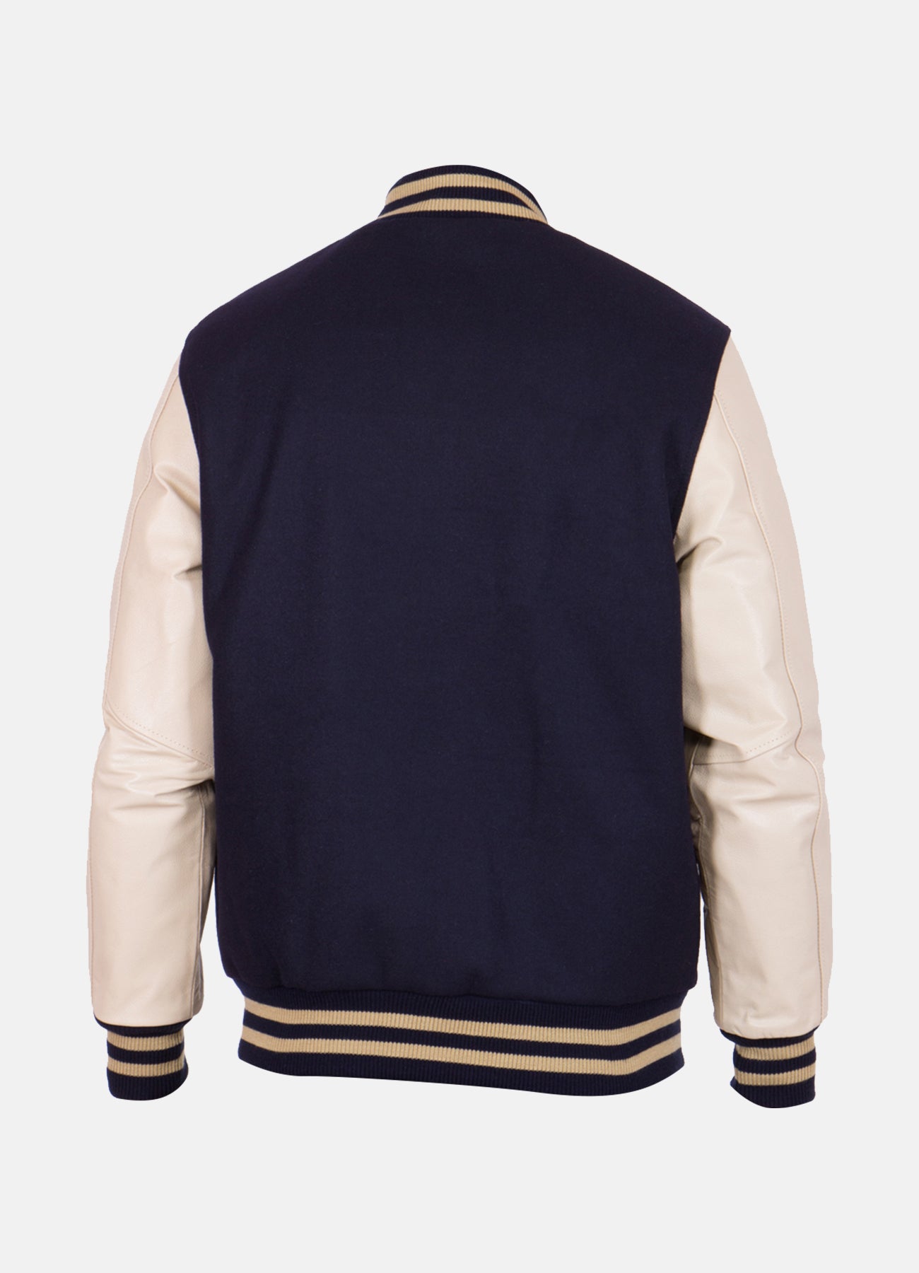 Mens Black and Beige Varsity Jacket