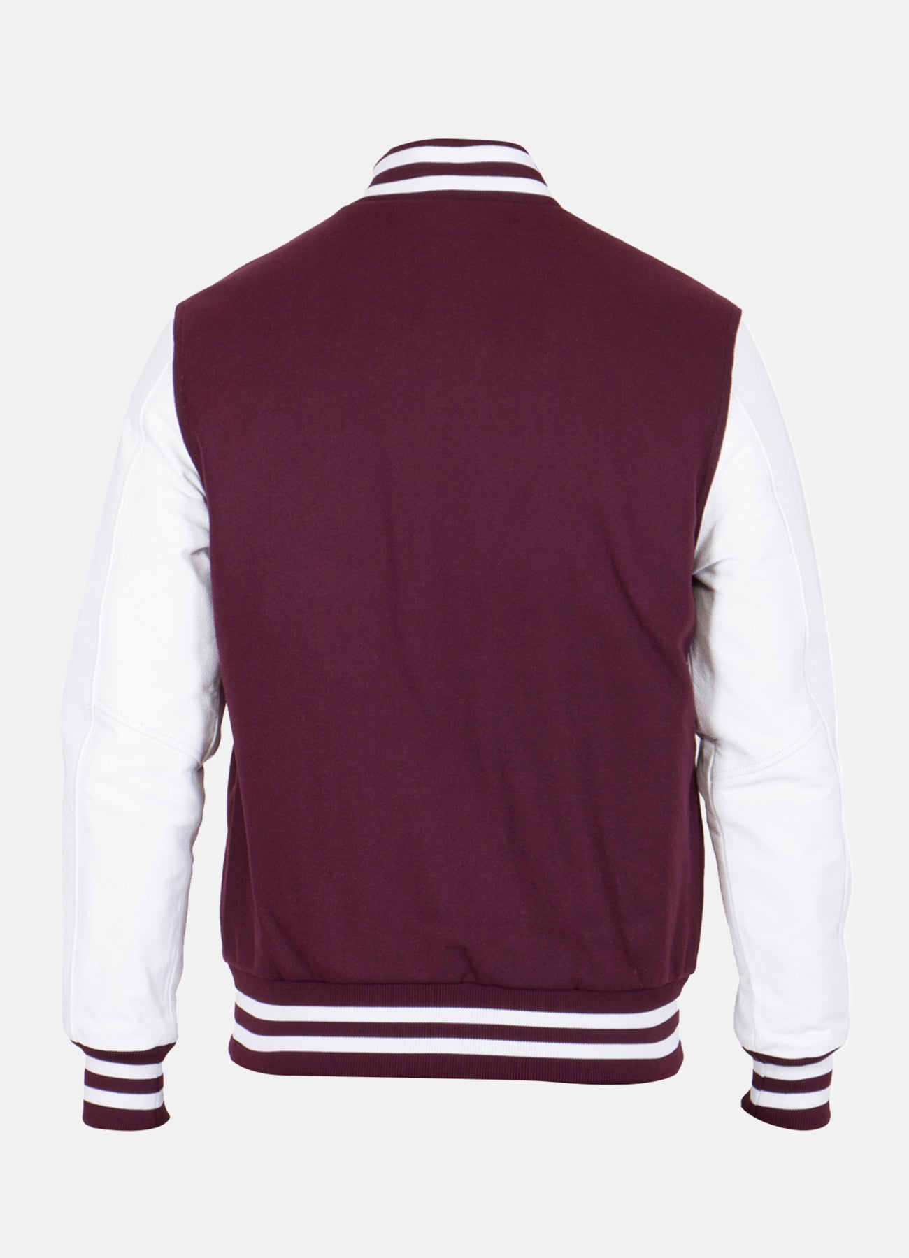 Mens Maroon and White Varsity Jacket