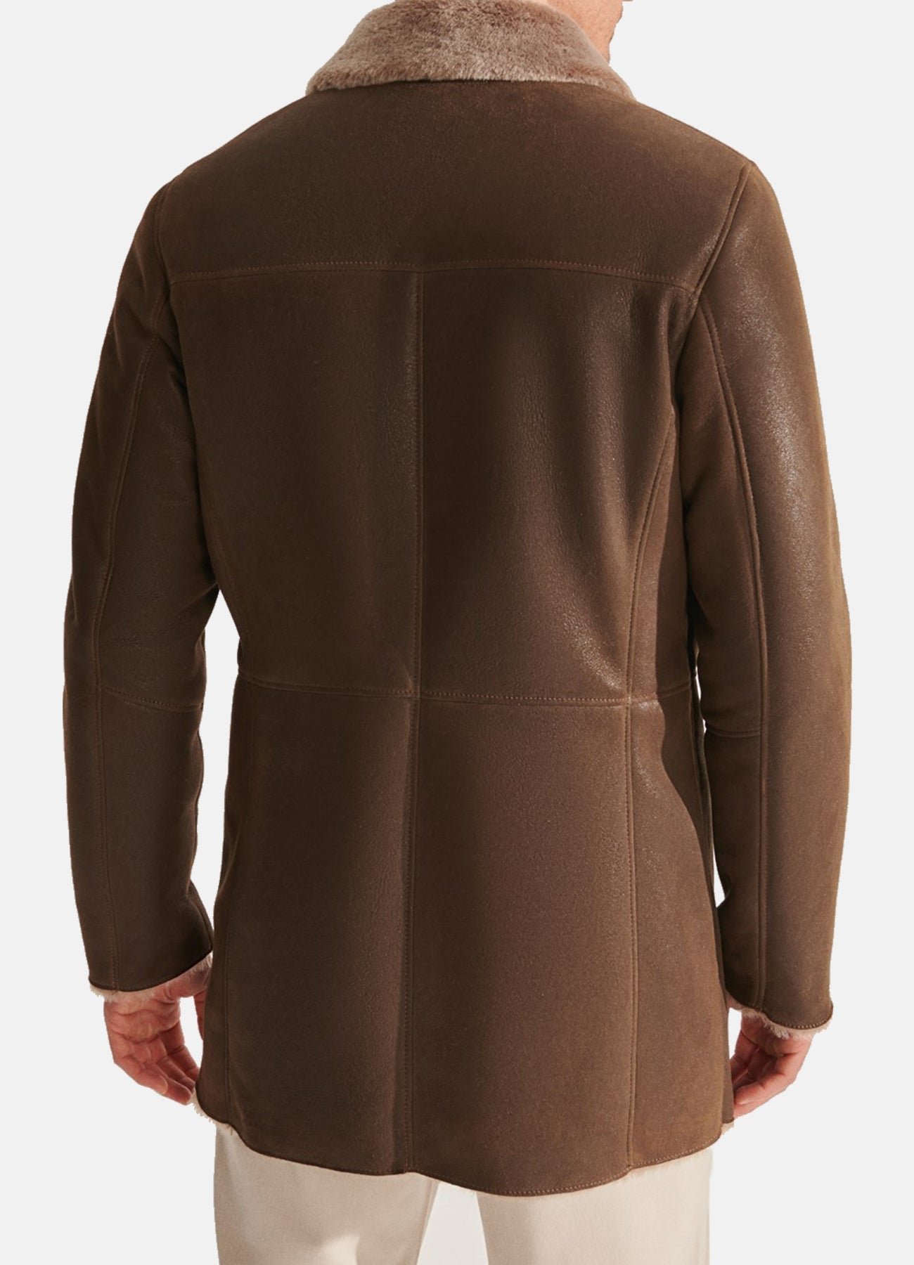 Mens Modern Brown Shearling Leather Coat