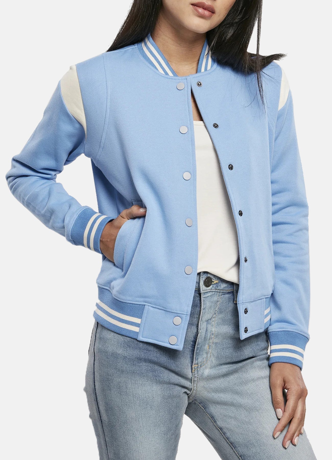 Womens Classic Baby Blue Varsity Jacket