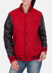 Womens Exclusive Red and Black Varsity Jacket