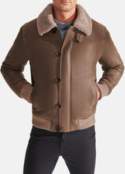 Mens Dark Brown Shearling Leather Jacket
