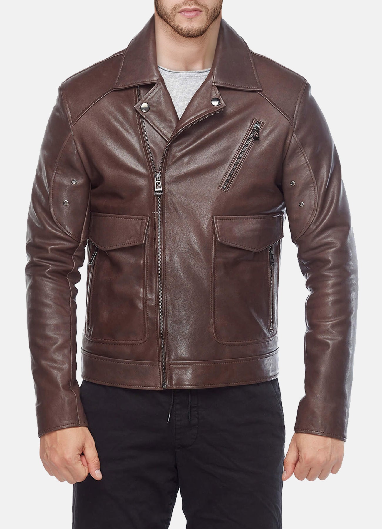 Mens Choco Brown Motorcycle Leather Jacket