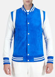 Mens Blue and White Varsity Jacket