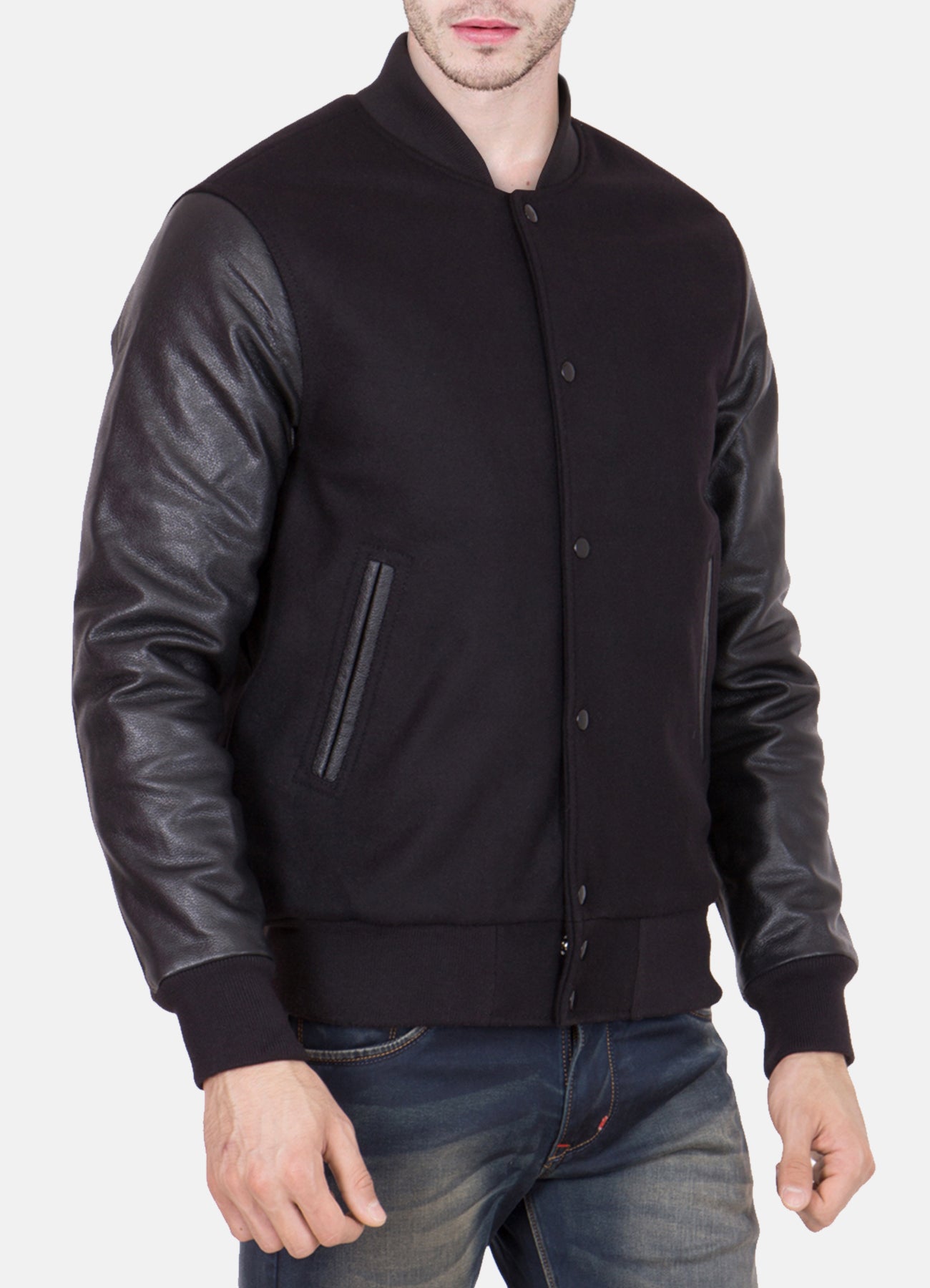 Mens Classic Black Varsity Jacket