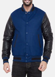 Mens Blue and Black Varsity Jacket