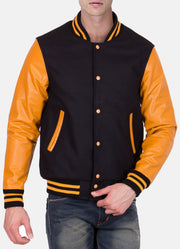 Mens Black and Yellow Varsity Jacket