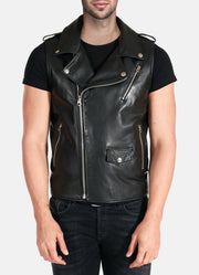 Mens Black Perfecto Biker Leather Vest