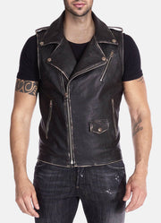 Mens Distressed Biker Leather Vest