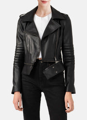 Womens Iconic Black Biker Leather Jacket