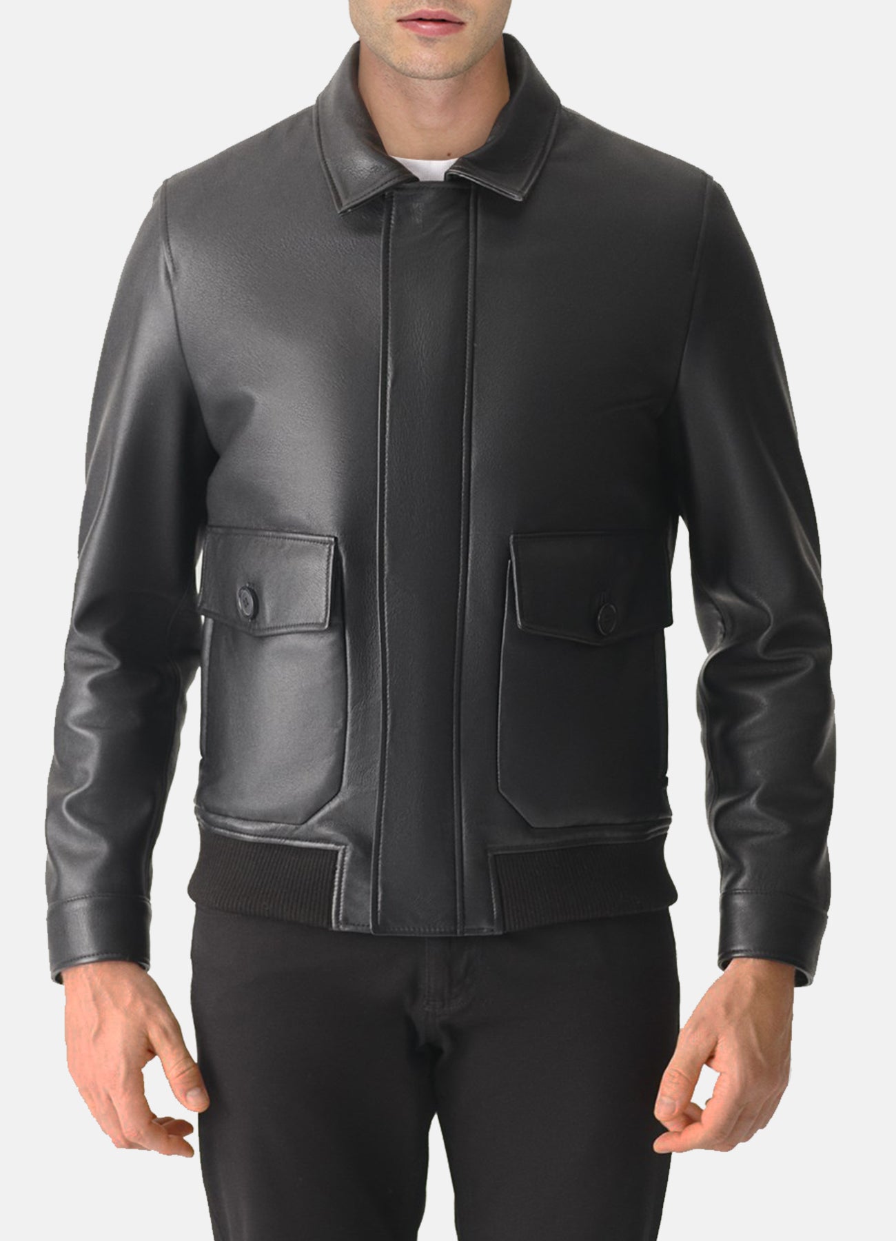 Mens Slimfit Black Lambskin Leather Jacket