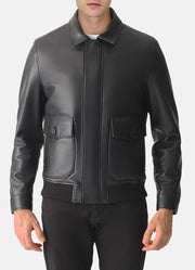 Mens Slimfit Black Lambskin Leather Jacket