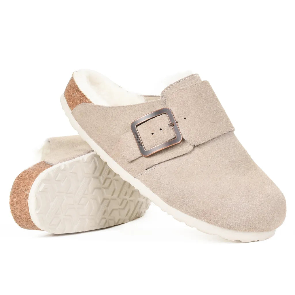 Women’s Genuine Leather Fur-Lined Shearling Clogs with Arch Support