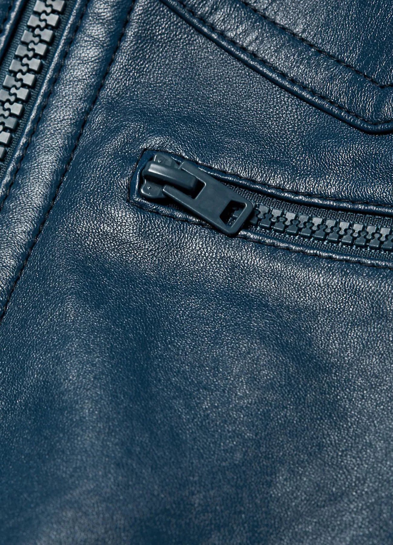 Womens Yale Blue Leather Bomber Jacket