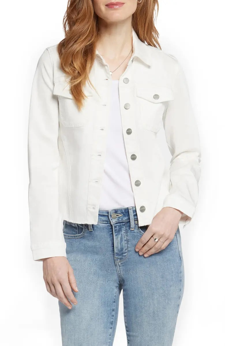 Ladies Classic White High Performance Cotton Jean Jacket