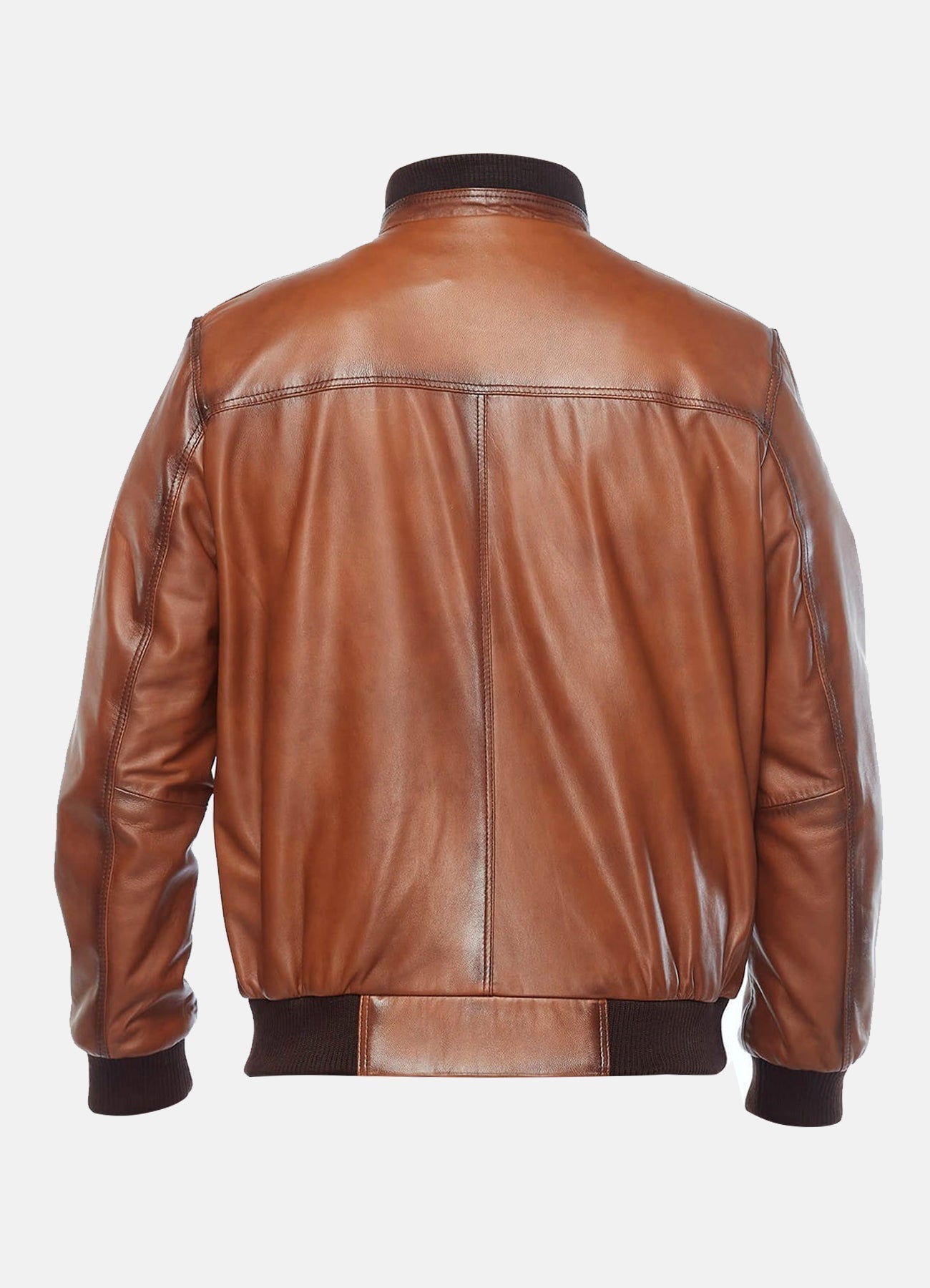 Mens Tan Classic Bomber Leather Jacket