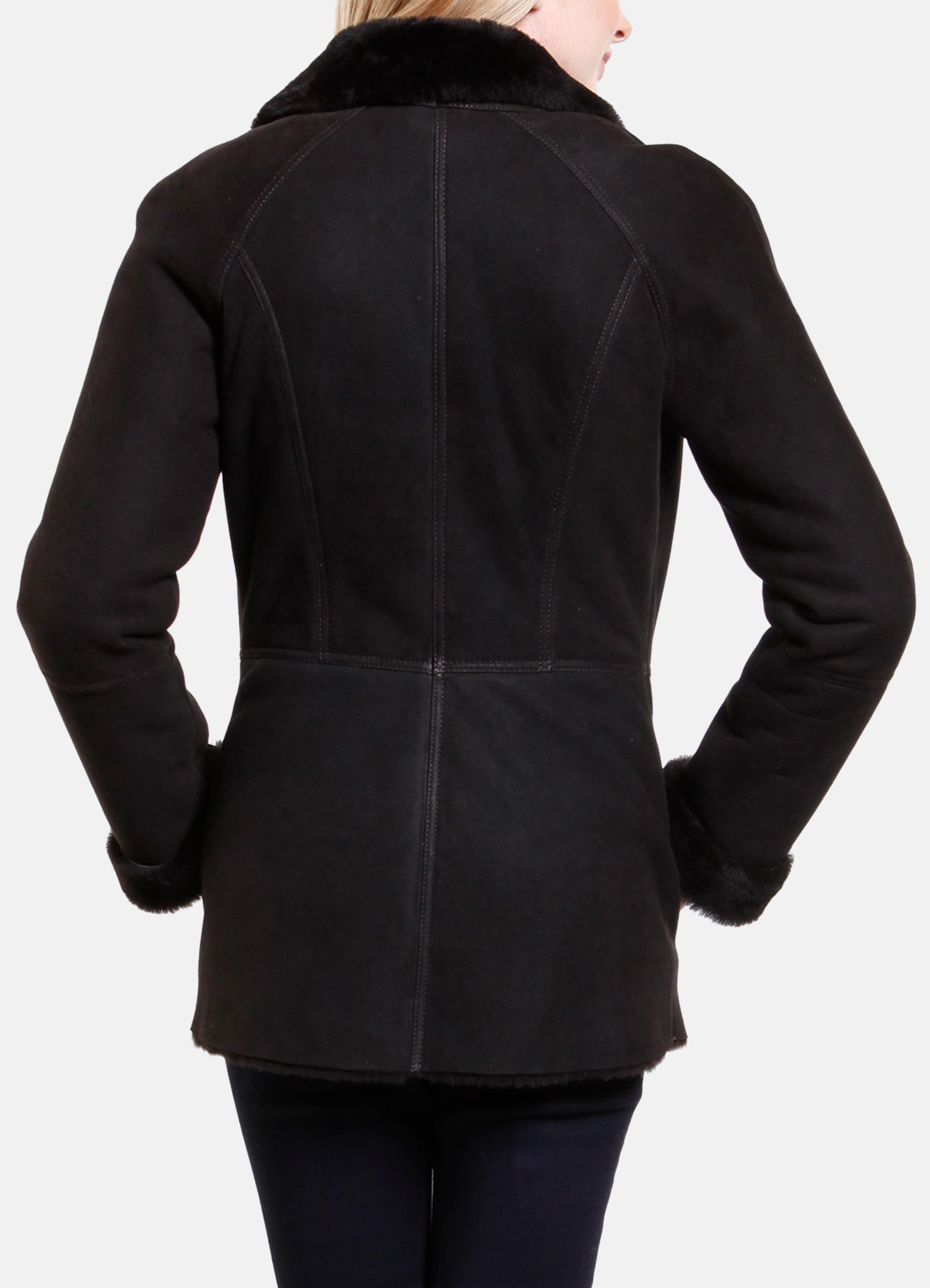 Womens Iconic Black Shearling Leather Jacket
