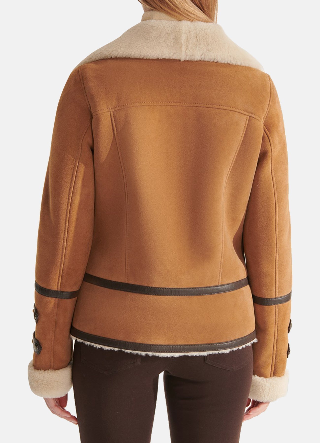 Womens Tan Suede Shearling Leather Jacket