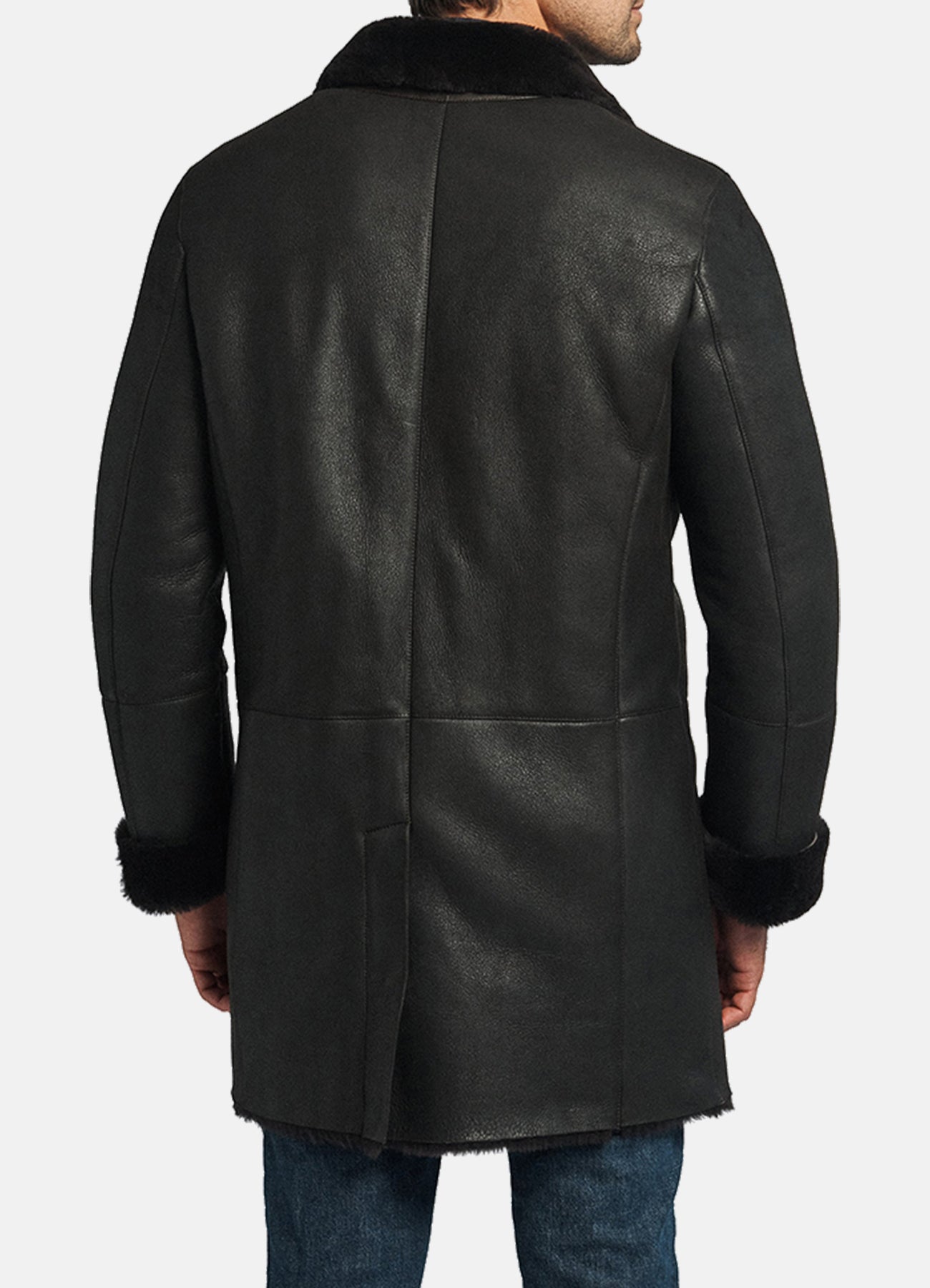 Mens Authentic Black Shearling Leather Coat