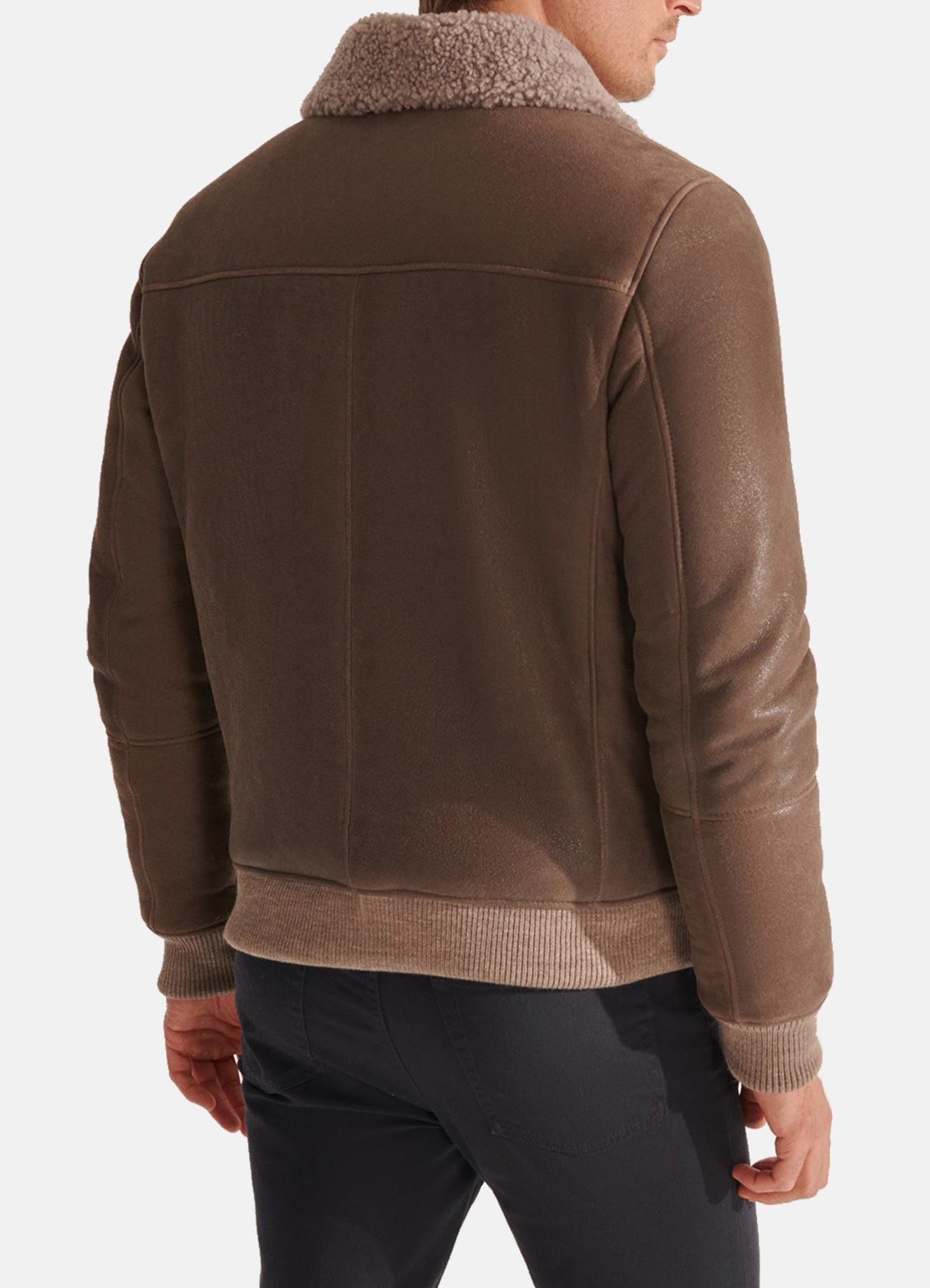 Mens Dark Brown Shearling Leather Jacket