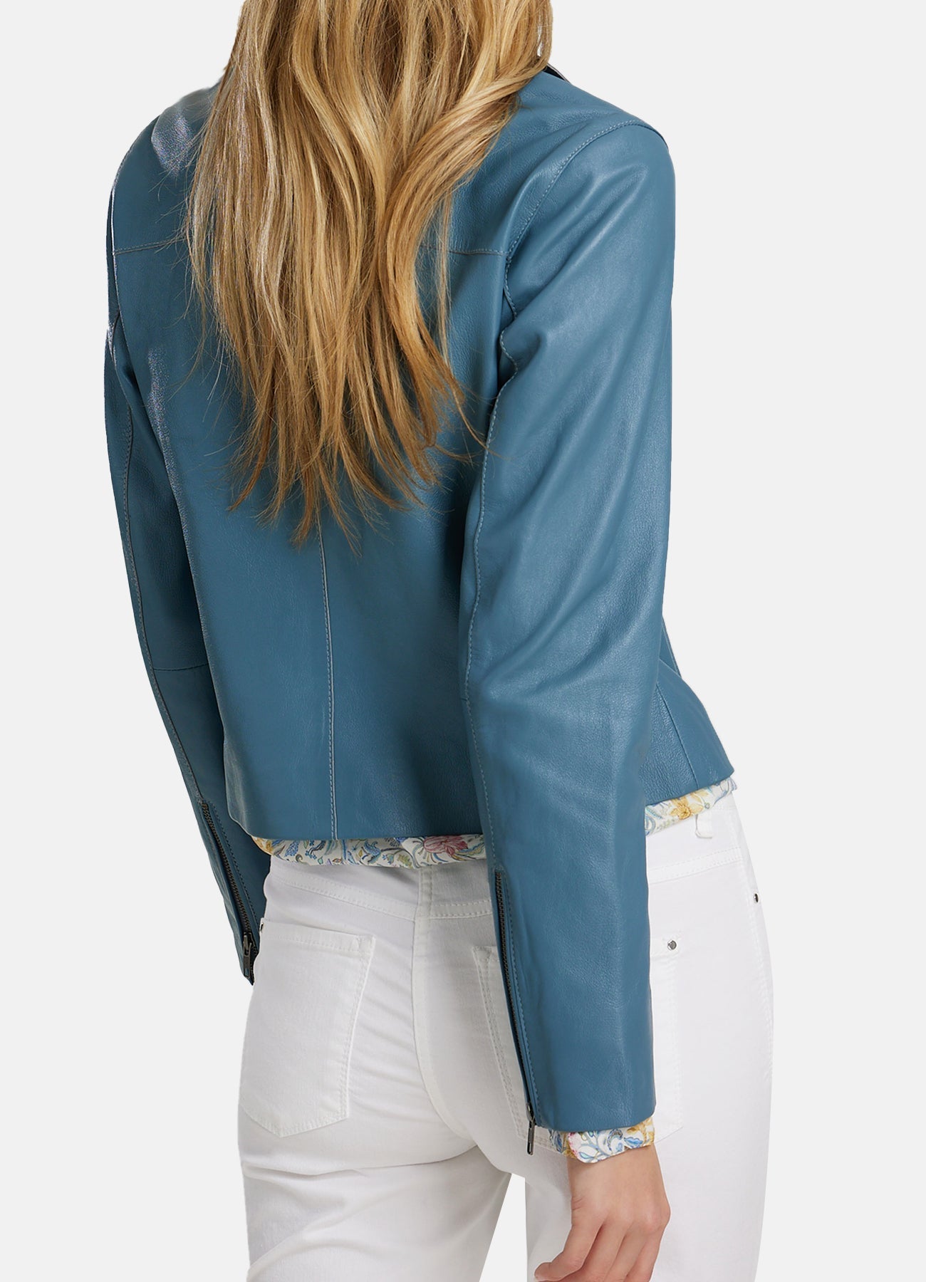 Womens Air Force Blue Biker Leather Jacket