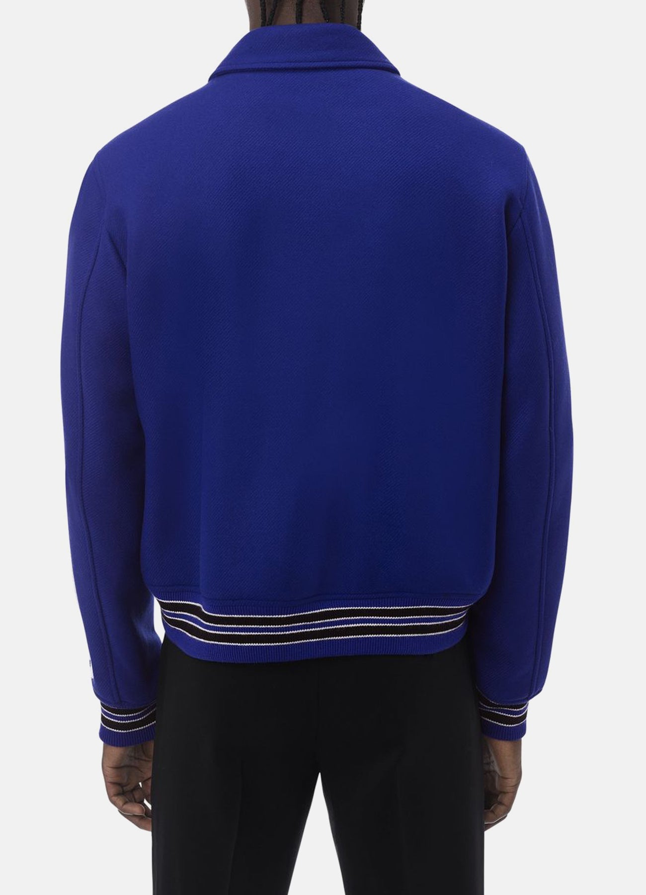 Mens Royal Blue Bone Design Varsity Jacket