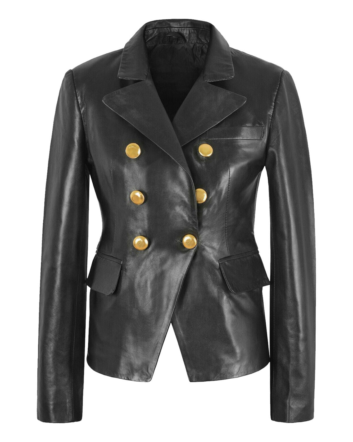 Women's Double Breasted Leather Blazer