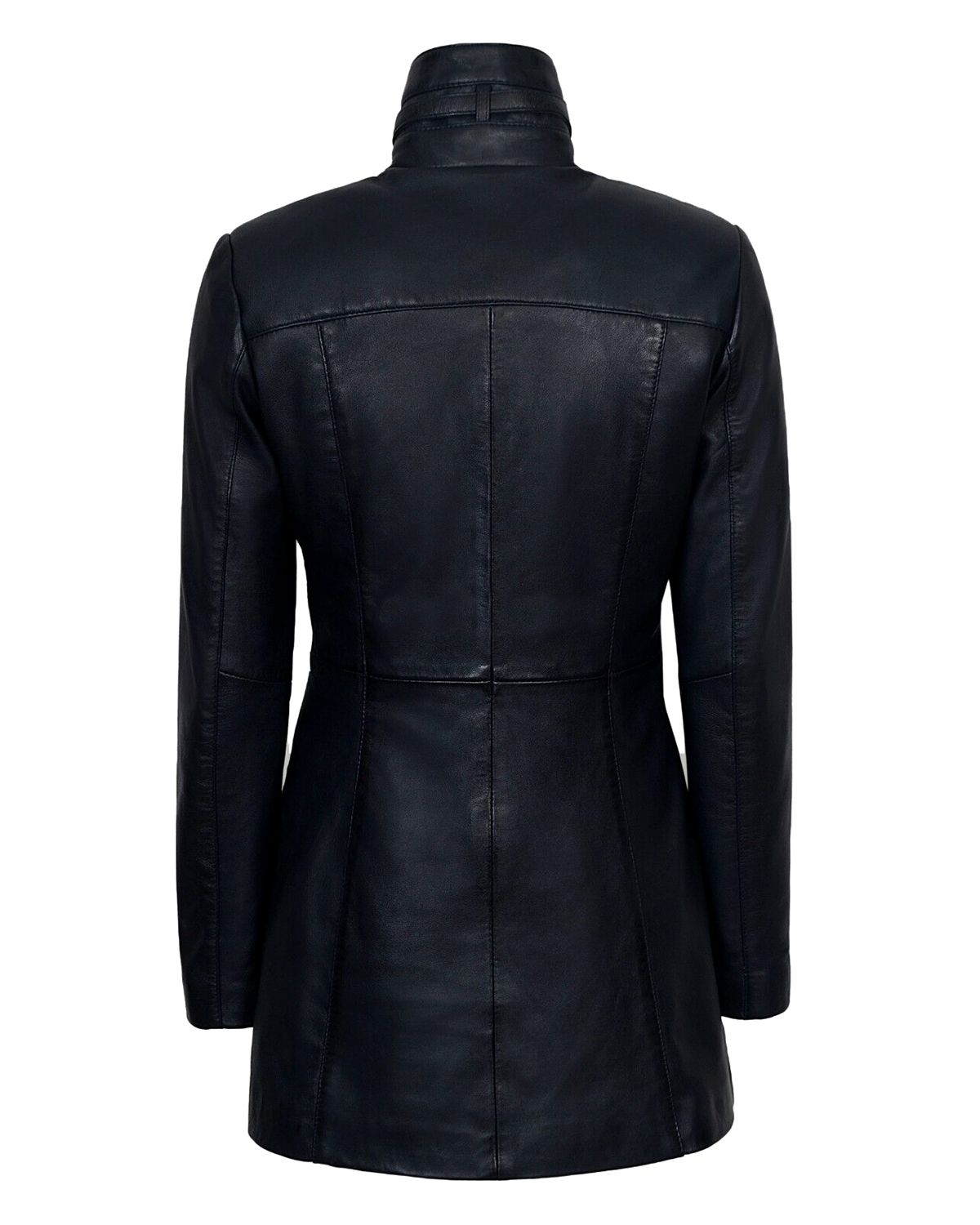 Women's Gothic Style Mid Length Real Sheepskin Leather Coat