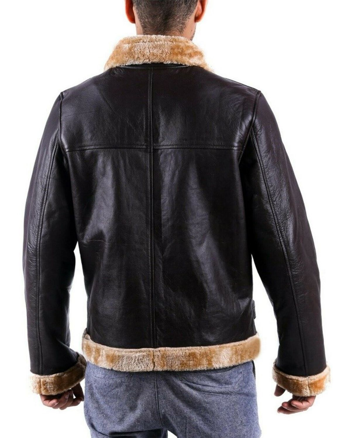 Men's Brown Fur Shearling Leather Jacket