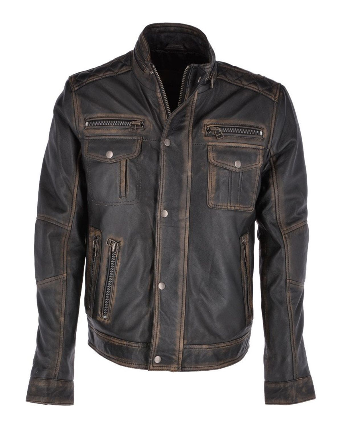 Men's Seven Pocket Biker Real Leather Jacket