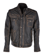 Men's Seven Pocket Biker Real Leather Jacket