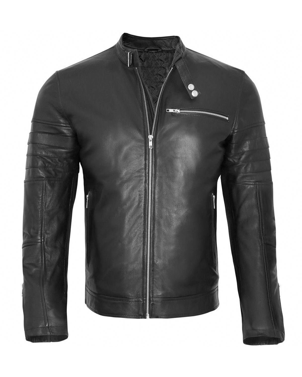 Men's Stylish Black Biker Fashion Real Leather Jacket