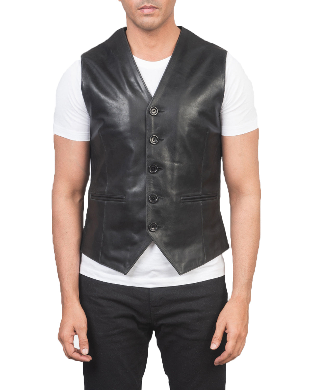 Men's Distressed Genuine Sheepskin Leather Vest