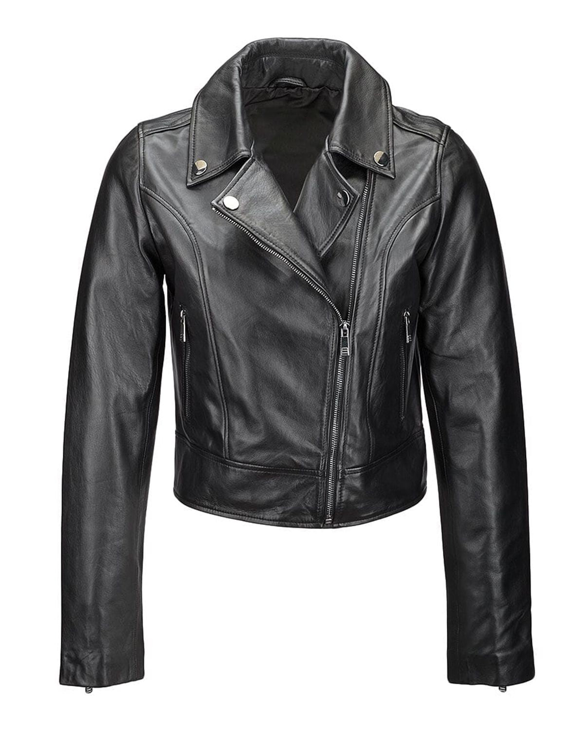 Womens Short Slim Fit Biker Jacket
