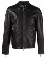 Mens Black Leather Racer Jacket