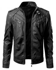 Men's Black Slim Fit Biker Real Leather Jacket