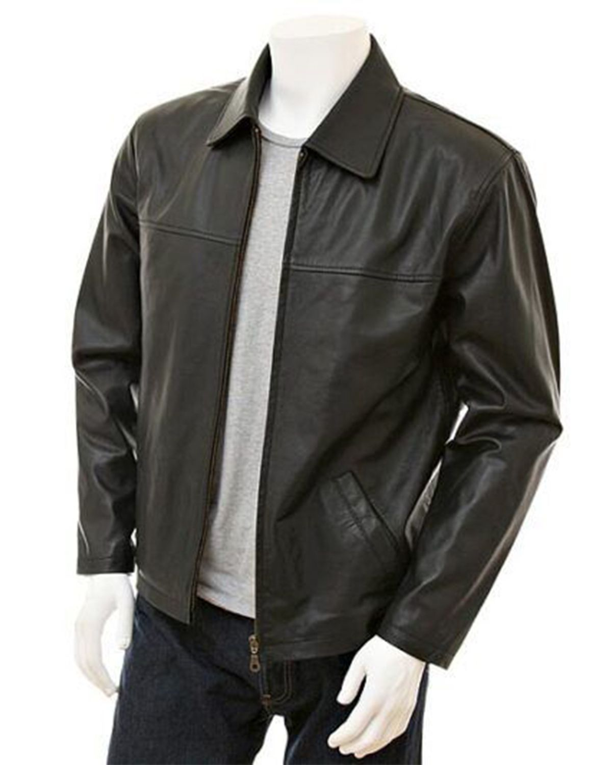 Men's Harrington Style Real Sheepskin Leather Jacket