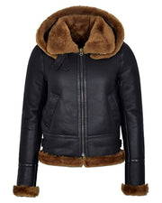Women's Black Hooded B3 Flying Jacket
