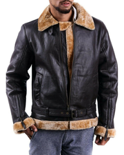 Men's Brown Fur Shearling Leather Jacket