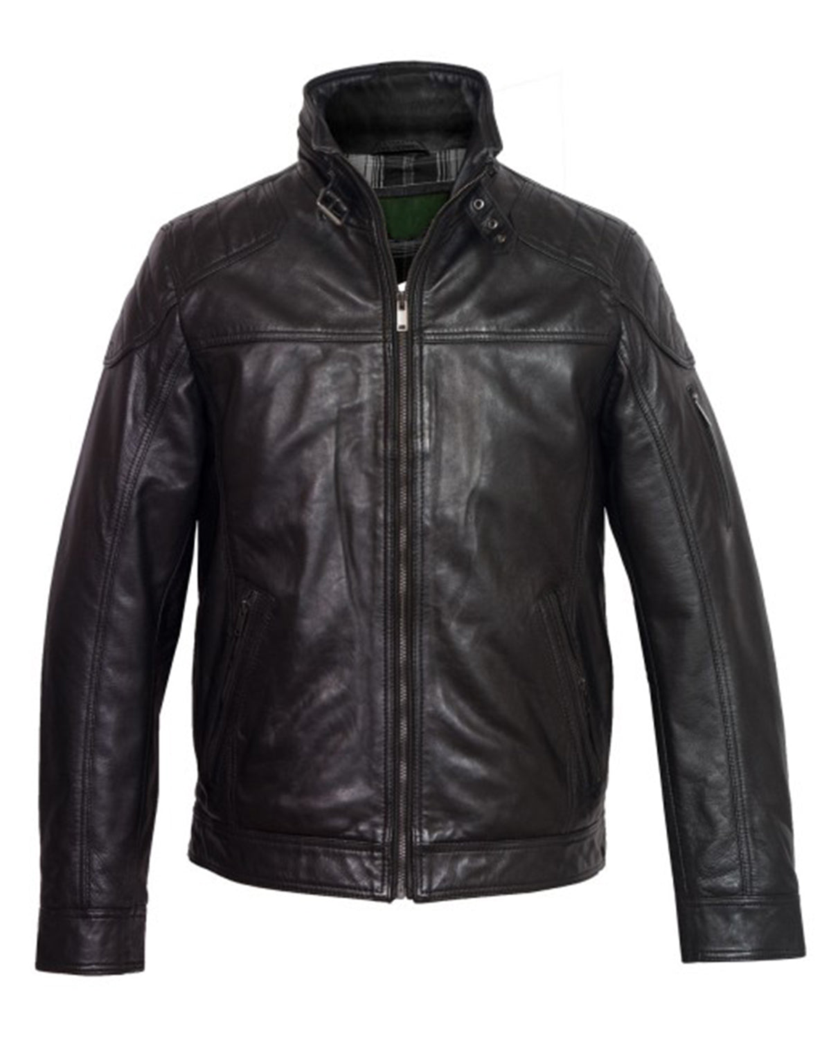 Mens Genuine Leather Motorcycle Black Jacket