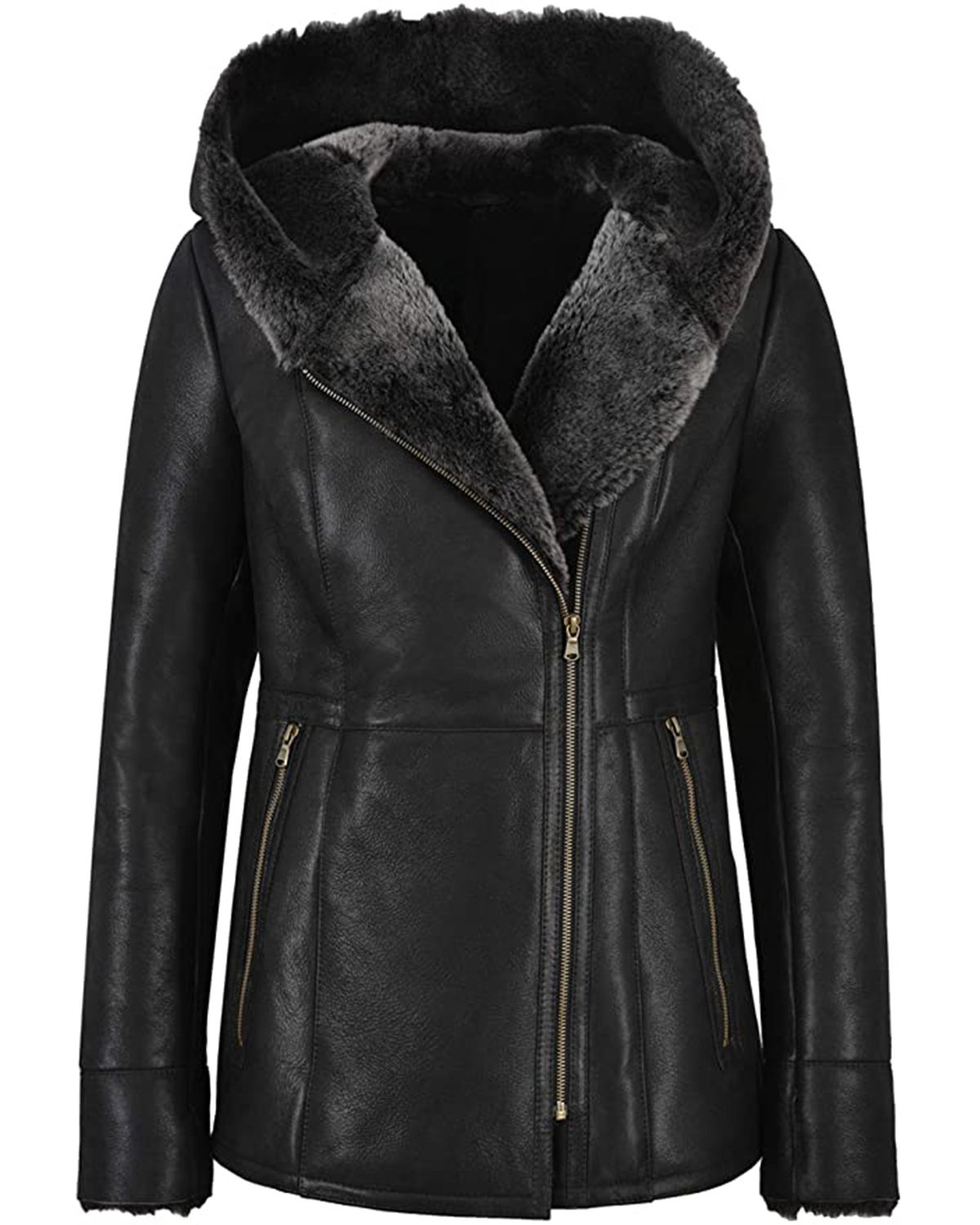 Women's Hooded Fur Shearling Long Jacket
