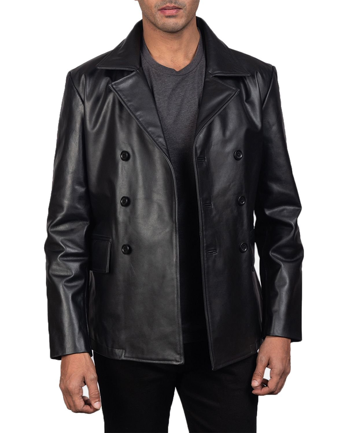 Men's Naval Real Leather Peacoat