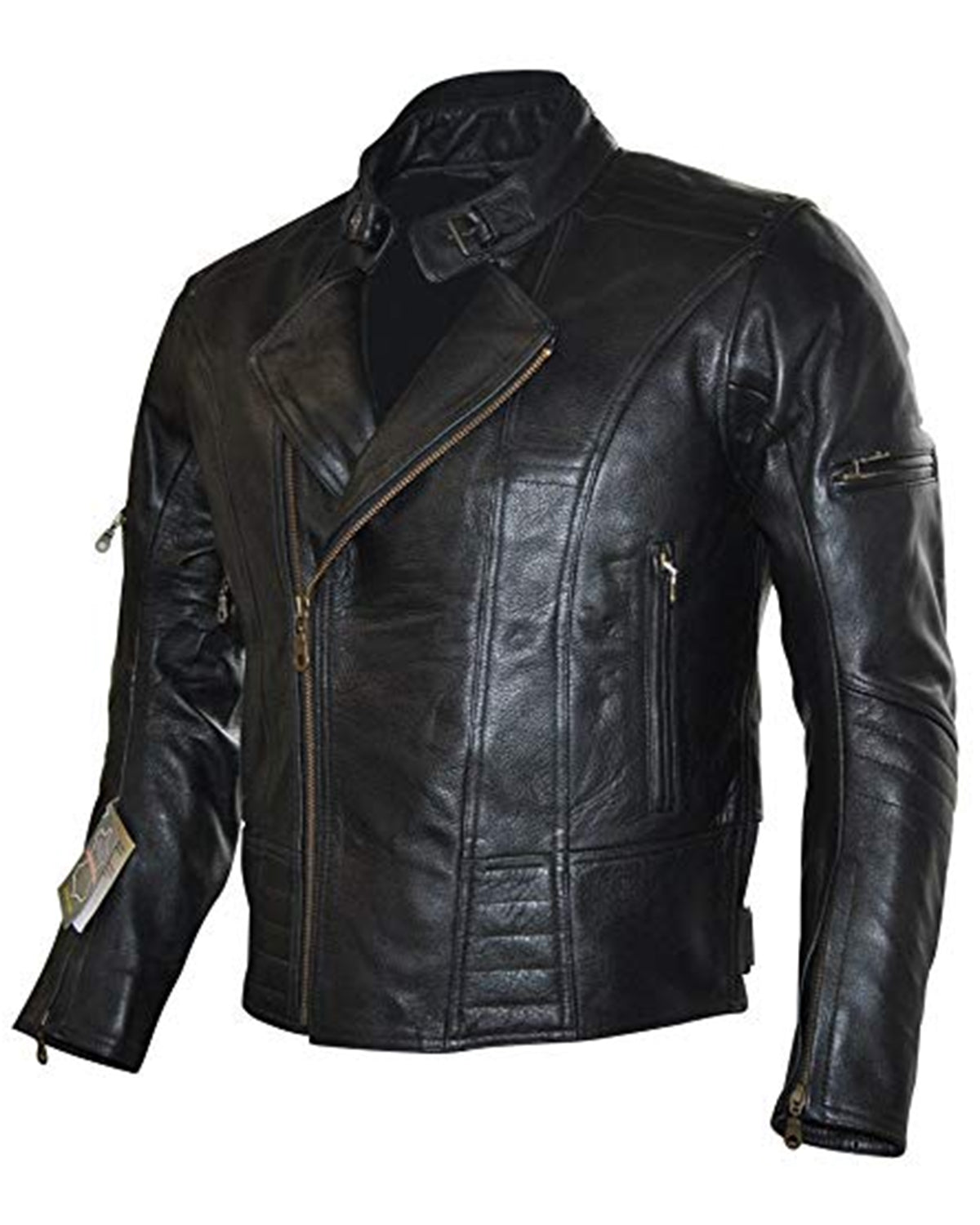 Black Vintage Cafe Racer Motorcycle Leather Jacket