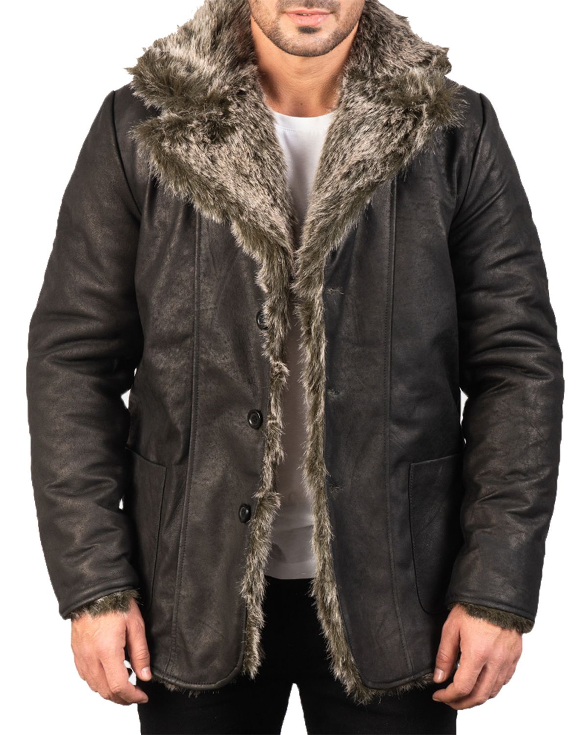 Men's Furlong Black Leather Coat