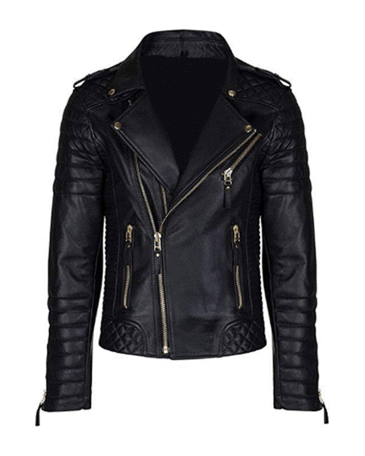 Men's Quilted Black Biker Jacket