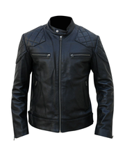 Men's Quilted Black Leather Jacket